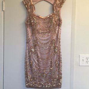 Sequined and Jeweled Gold Dress